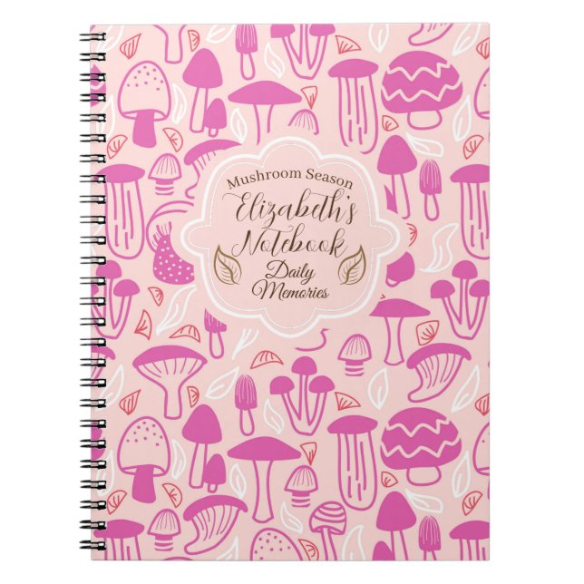 Mushroom Magenta Pink Notebook (Front)