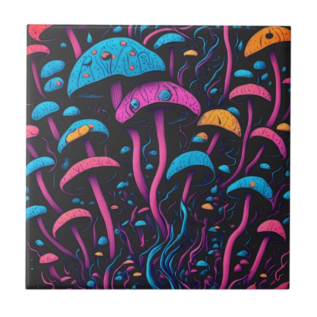 Mushroom Magic Ceramic Tile (Front)