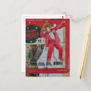 Mushroom Man and Map With Retro Images Collage Postcard