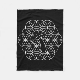 Mushroom Mandala Sacred Geometry Mycology Fungi Di Fleece Blanket