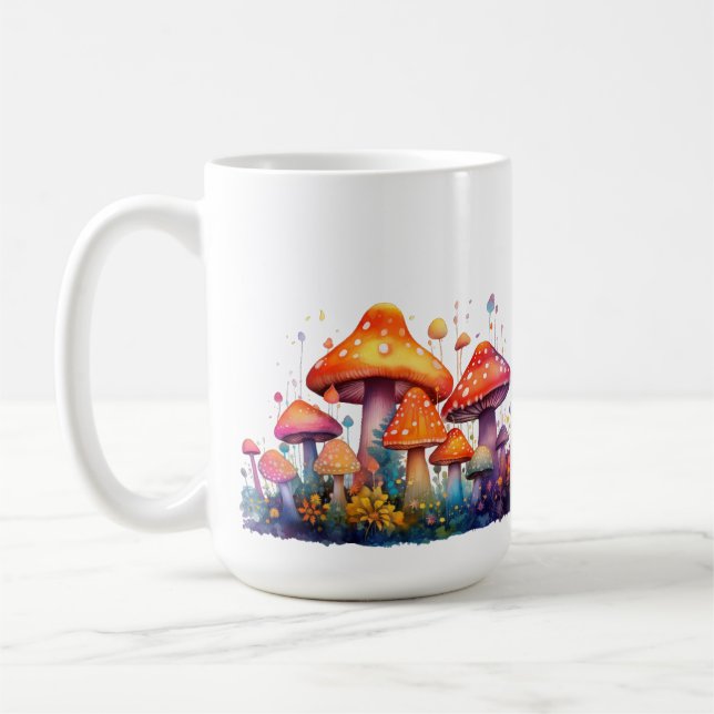 Mushroom Meadow Personalised  Coffee Mug (Left)