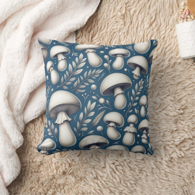 Mushroom Meadow Throw Pillow (Blanket)