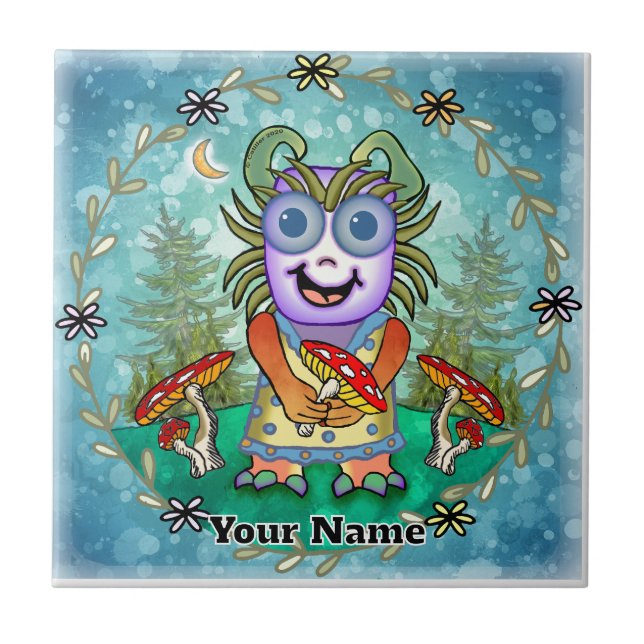 Mushroom Monster Ceramic Tile (Front)