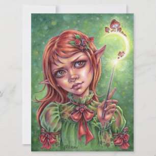Mushroom Mood Art Card Elf Girl Magic Fantasy