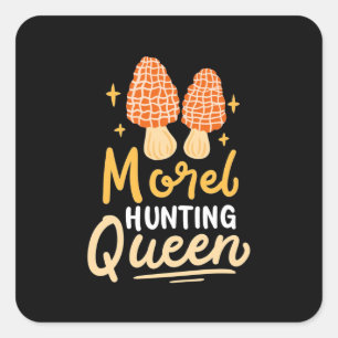 Mushroom Morel Hunting Queen Square Sticker