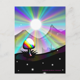 Mushroom mountain fantasy postcard