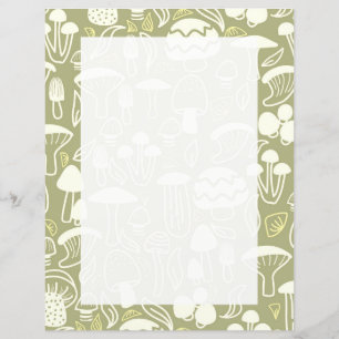 Mushroom Olive Green Stationery Paper