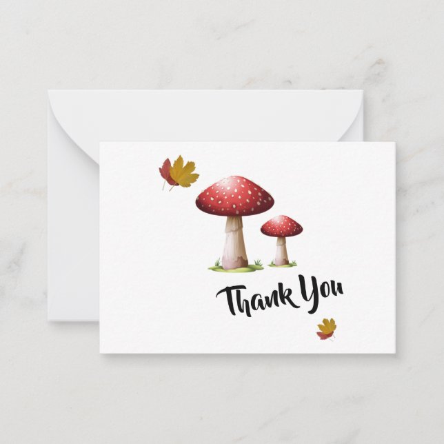 Mushroom On Autumn Thank You Card (Front)