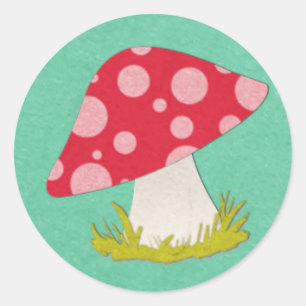 Mushroom on Teal Classic Round Sticker