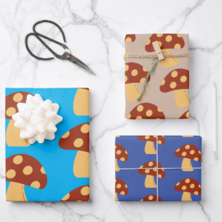 Mushroom Papers Wrapping Paper Flat Sheet Set of 3