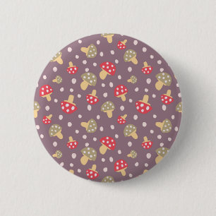 Mushroom pattern 6 cm round badge