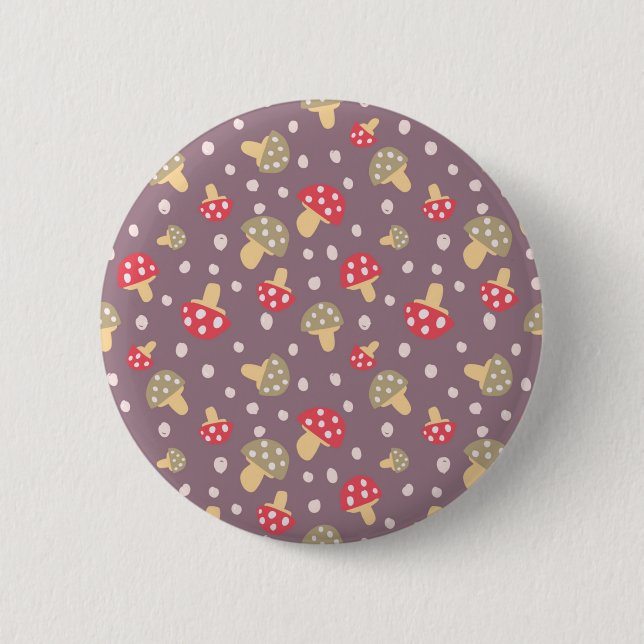 Mushroom pattern 6 cm round badge (Front)