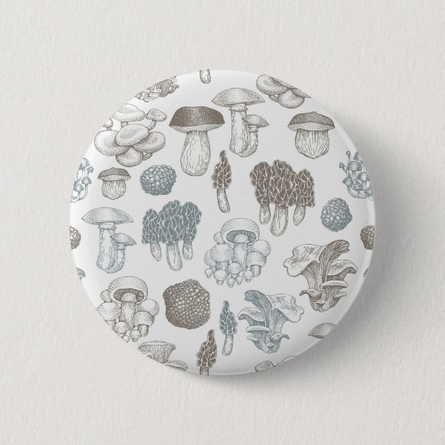 Mushroom pattern 6 cm round badge (Front)