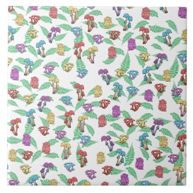Mushroom Pattern Ceramic Tile (Front)
