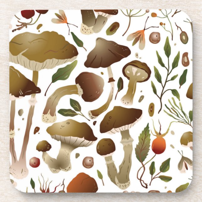 Mushroom pattern coaster (Front)
