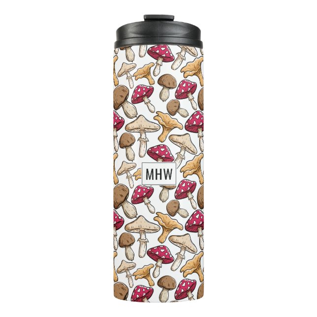 Mushroom Pattern custom monogram tumbler (Front)