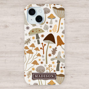 Mushroom Pattern Custom Name Template iPhone 15 Case