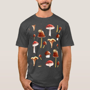 Mushroom Pattern Cute Aesthetic Mycology Fungi Fo T-Shirt