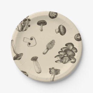 Mushroom pattern paper plate