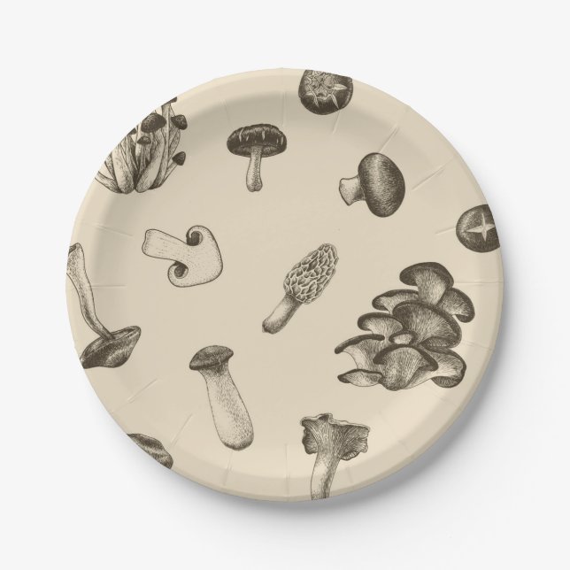 Mushroom pattern paper plate (Front)