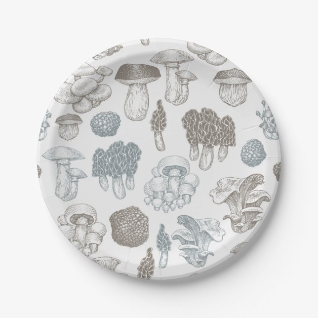 Mushroom pattern paper plate (Front)