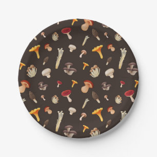 Mushroom pattern paper plate
