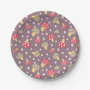Mushroom pattern paper plate