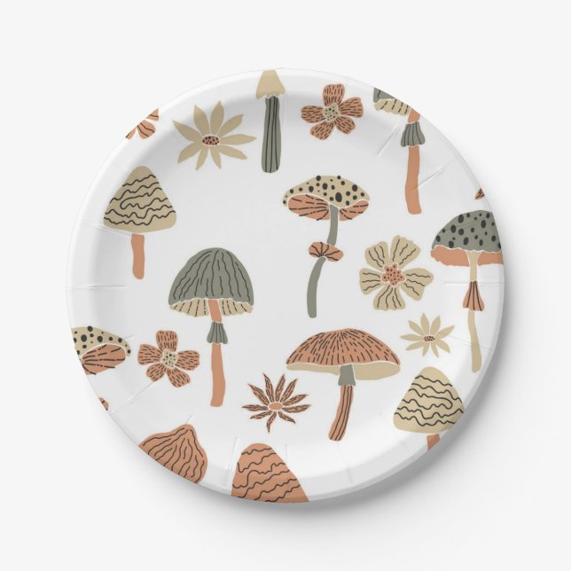 Mushroom pattern paper plate (Front)