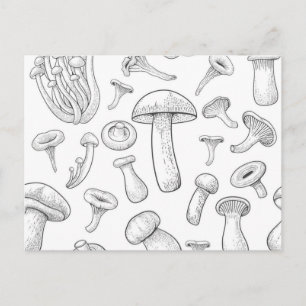 Mushroom pattern postcard