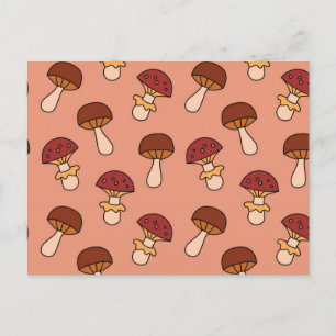 Mushroom pattern postcard