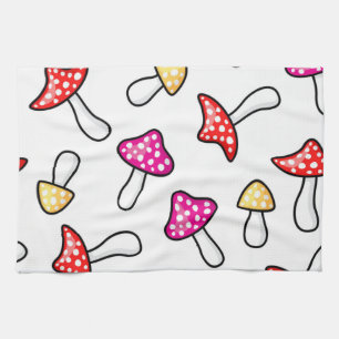 Mushroom pattern tea towel