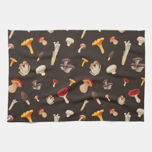 Mushroom pattern tea towel