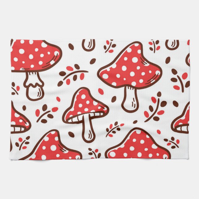 Mushroom pattern tea towel (Horizontal)