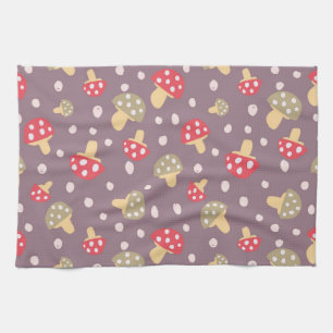 Mushroom pattern tea towel