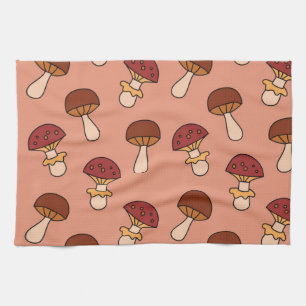 Mushroom pattern tea towel