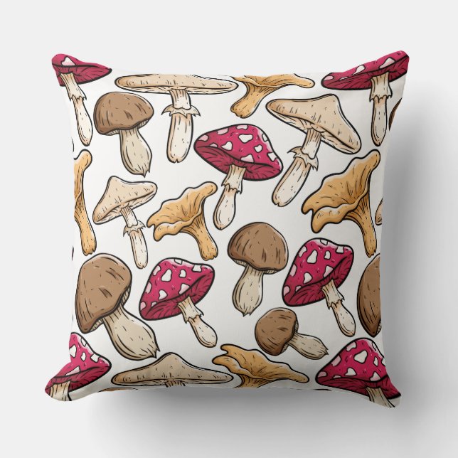 Mushroom Pattern throw pillows (Front)