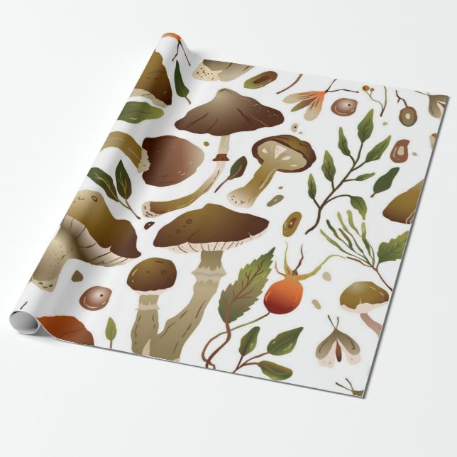Mushroom pattern wrapping paper (Unrolled)