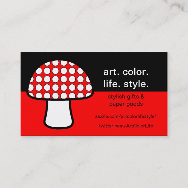 Mushroom Polka Custom Business Card (Front)