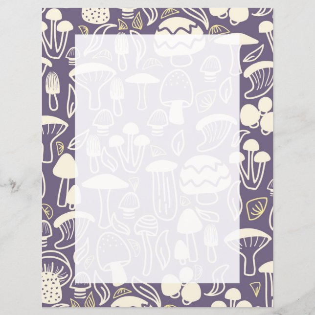 Mushroom Purple Grey Stationery Paper (Front)