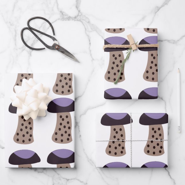 Mushroom Purple Mushroom Wrapping Paper Sheet (Front)
