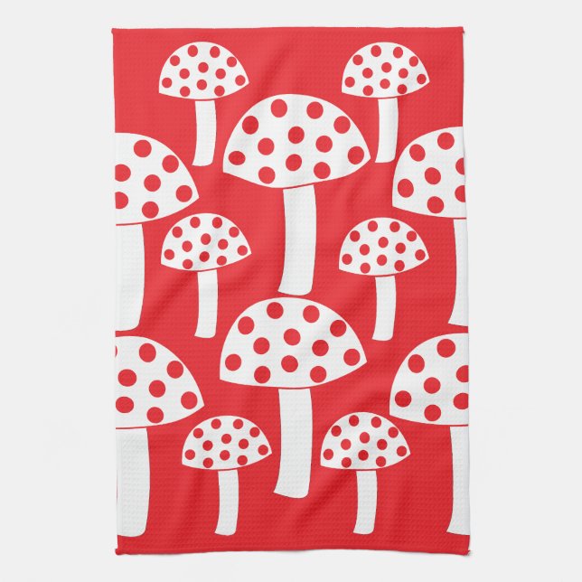 Mushroom Red White Mushroom  Tea Towel (Vertical)