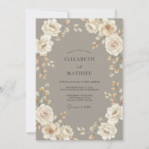 Mushroom Refined Vintage Wedding Invitation