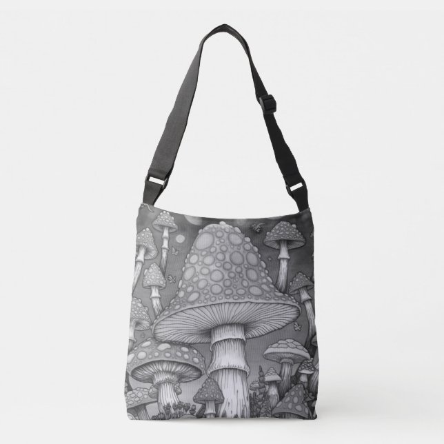 Mushroom Rising High In the Sky On a Shoulder Crossbody Bag (Front)