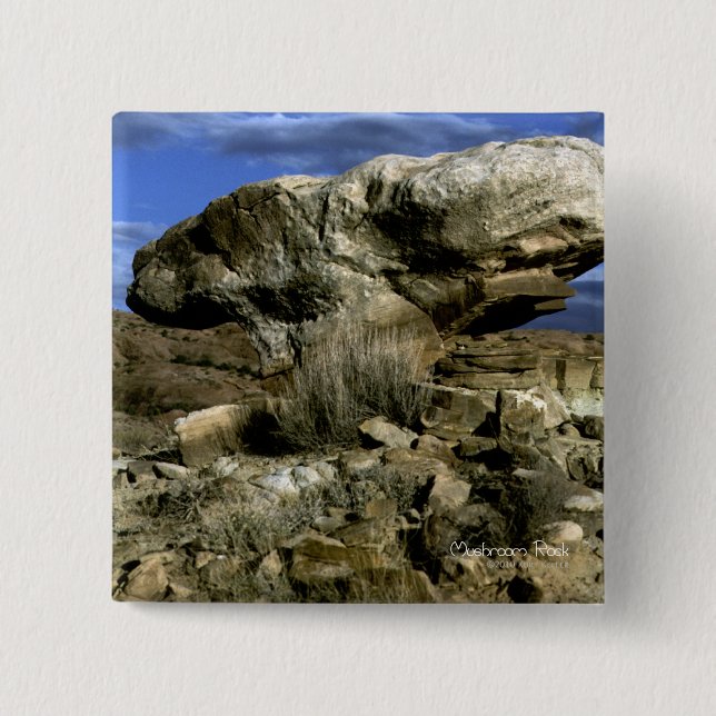 Mushroom Rock Colour Photo 15 Cm Square Badge (Front)