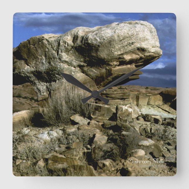 Mushroom Rock Square Wall Clock (Front)