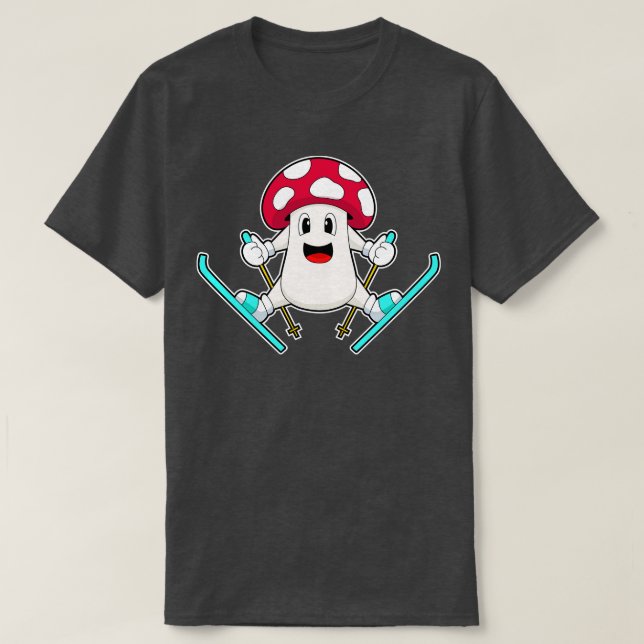Mushroom Skier Ski T-Shirt (Design Front)