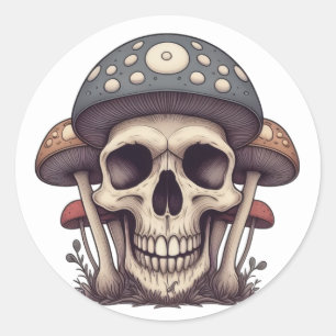 Mushroom Skull Cap Classic Round Sticker