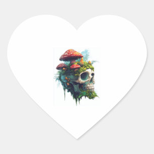 Mushroom Skull Grove Heart Sticker