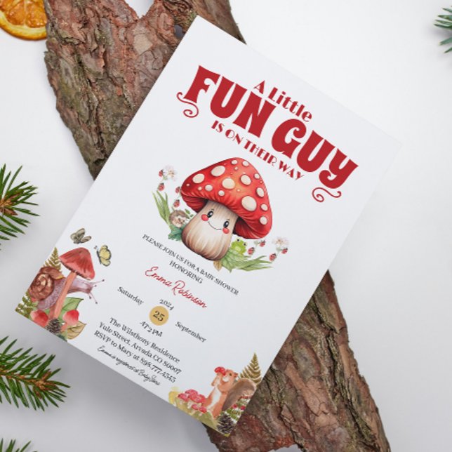 Mushroom Snail Woodland Fall baby shower Custom Invitation (mushroom baby shower baby shower invitations fall autumn spring summer thanksgiving)
