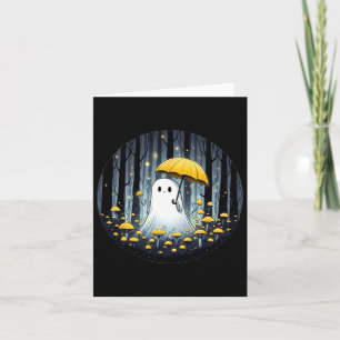 Mushroom Spooky Ghost Halloween Yellow Umbrella  Card